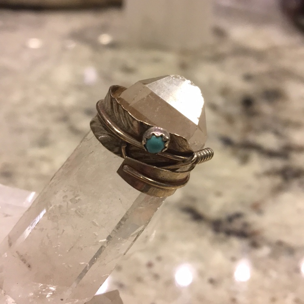 ✨Silver and Turquoise Feather Ring